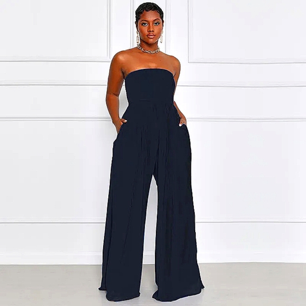 Women's Black Halter Jumpsuit.          [Only Available In Sizes M, L, XXL]